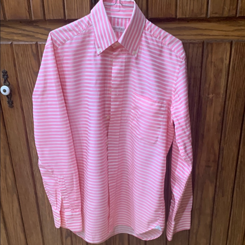 Ghirardelli Men’s Dress shirt 
Size M   Made in Italy Pink and White